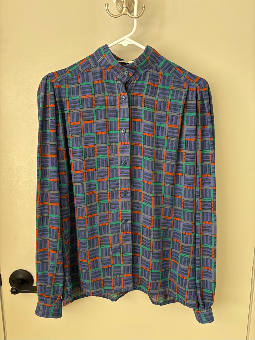 Vintage Ted Lapidus Boutique Paris Geometric Print Blouse